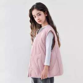 儿童羽绒马甲2024新款男童女童轻薄内胆小童大童秋冬外穿坎肩背心