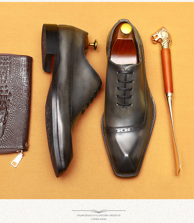 Cross-border E-Commerce Foreign Trade Leather Shoes men's Leather British Brock Carved Business Dress Oxford Shoes men shoe_vogvips.com