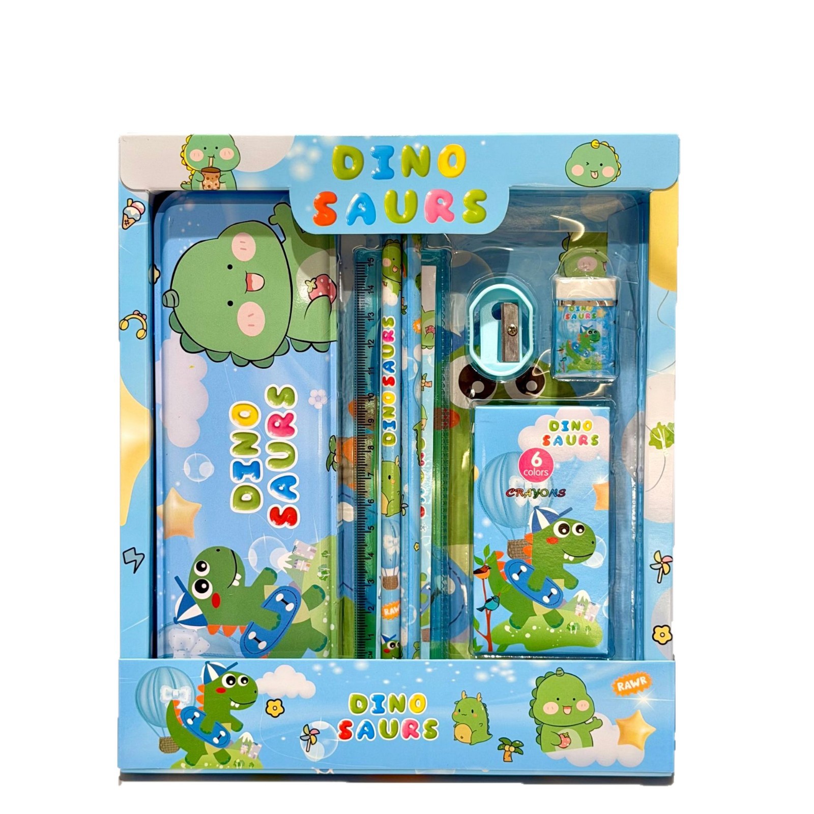 Caja de regalo de lápiz de dibujos animados, regla, cuchillo de lápiz, jardín de infantes, 1 de junio, papelería, caja de regalo