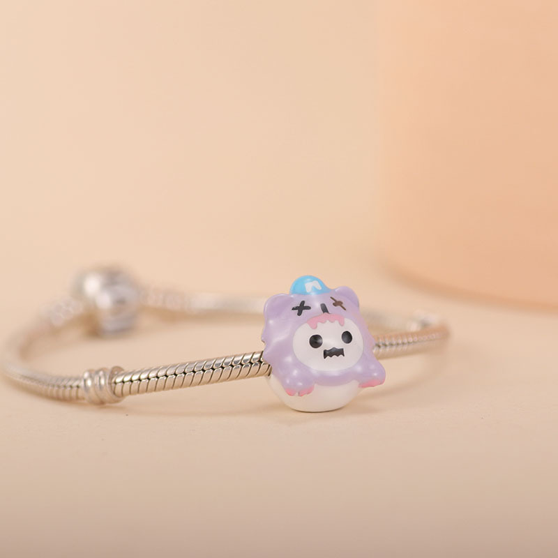 純銀幽霊熊散珠ShinWooバス系おもちゃ風キュート二次元チャームDIY手作りネックレス女性用|undefined