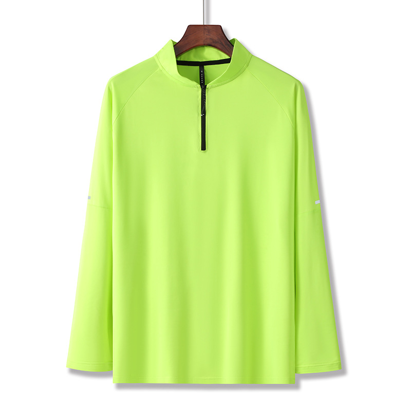 Otoño e Invierno nueva Camiseta deportiva media cremallera de manga larga superior cuello alto fitness ropa de secado rápido correr ropa de entrenamiento transfronterizo