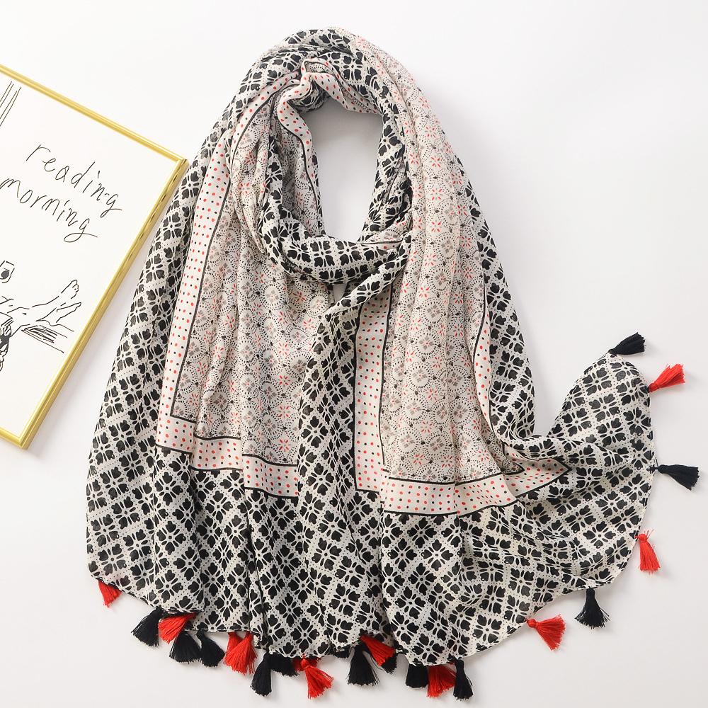 Comercio exterior transfronterizo costura artística Impresión de algodón y lino sensación bufanda de seda versátil bufanda grande viajes protector solar chal Toalla de playa