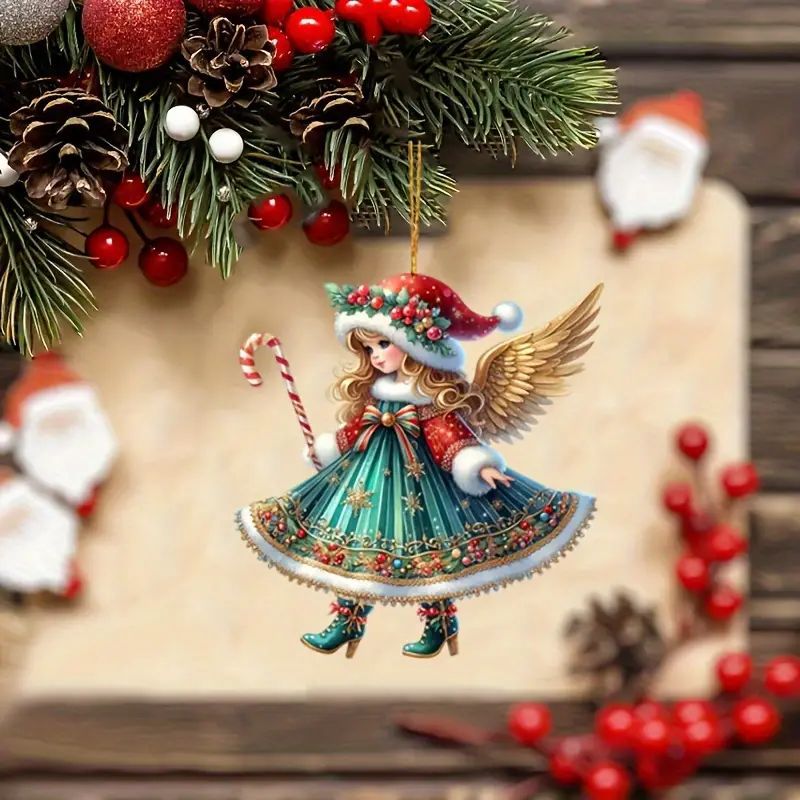 Nuevo encantador colgante de ángel de Navidad acrílico plano transfronterizo colgante de decoración de espejo retrovisor interior