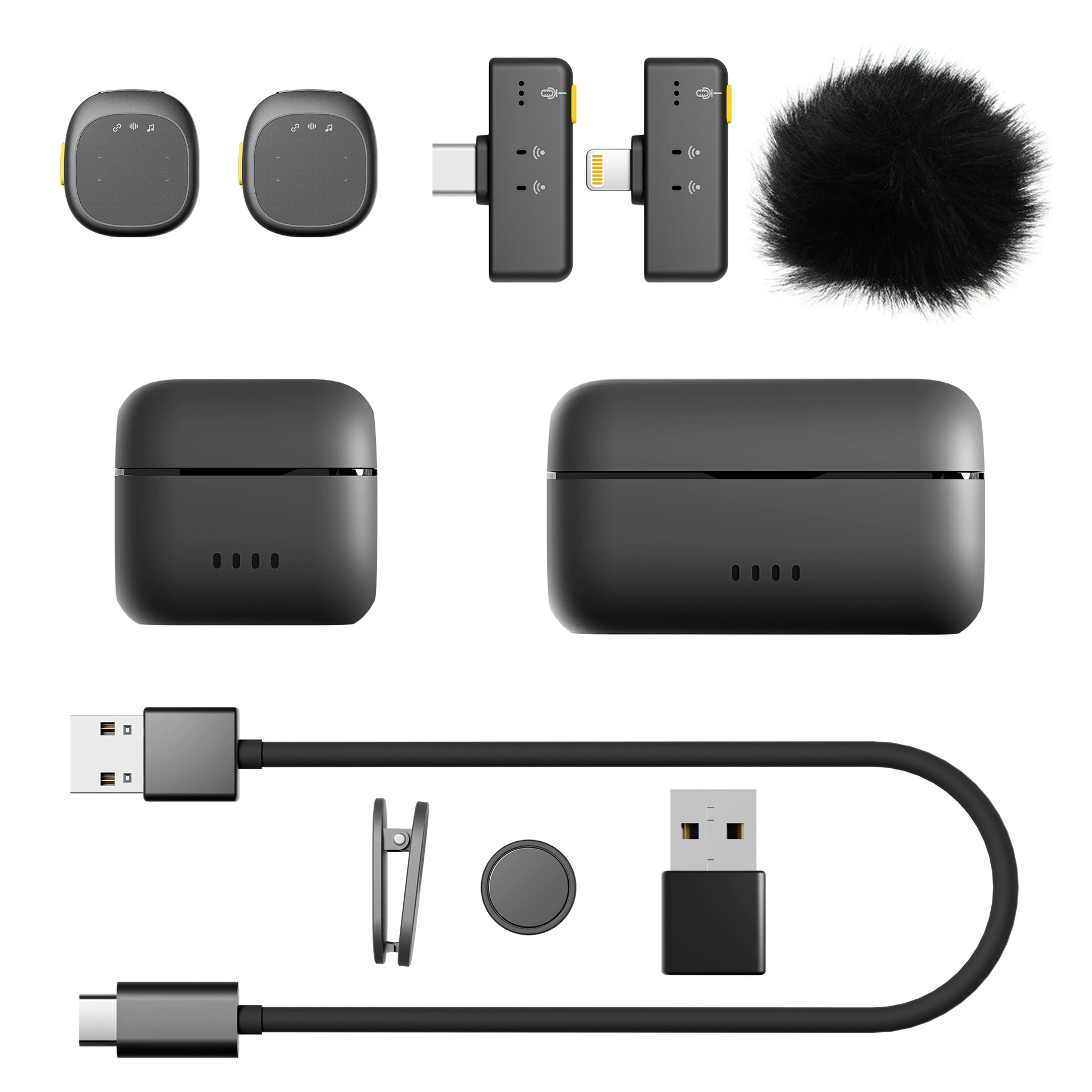 Беспроводной петличный микрофон с кнопочным управлением, модель «два в одном», OEM, с возможностью нанесения логотипа, сертифицирован CE, высококачественный мини-микрофон