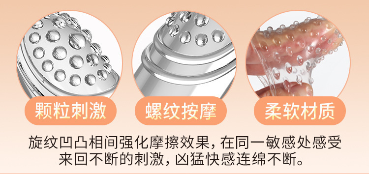 Pleasure Finger Sleeve in Transparent TPE, Single-Piece Textured Masturbation Sleeve — detail image 19