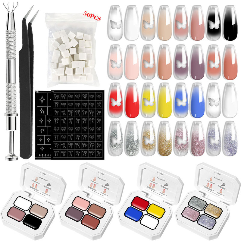 2025 Spring/Summer New Nail Art Gel Set No-Wash Four-Grid Gradient Nail Polish Gel Transparent Glaze Gel Solid 2025 Spring/Summer New Nail Art Gel Set No-Wash Four-Grid Gradient Nail Polish Gel Transparent Glaze Gel Solid