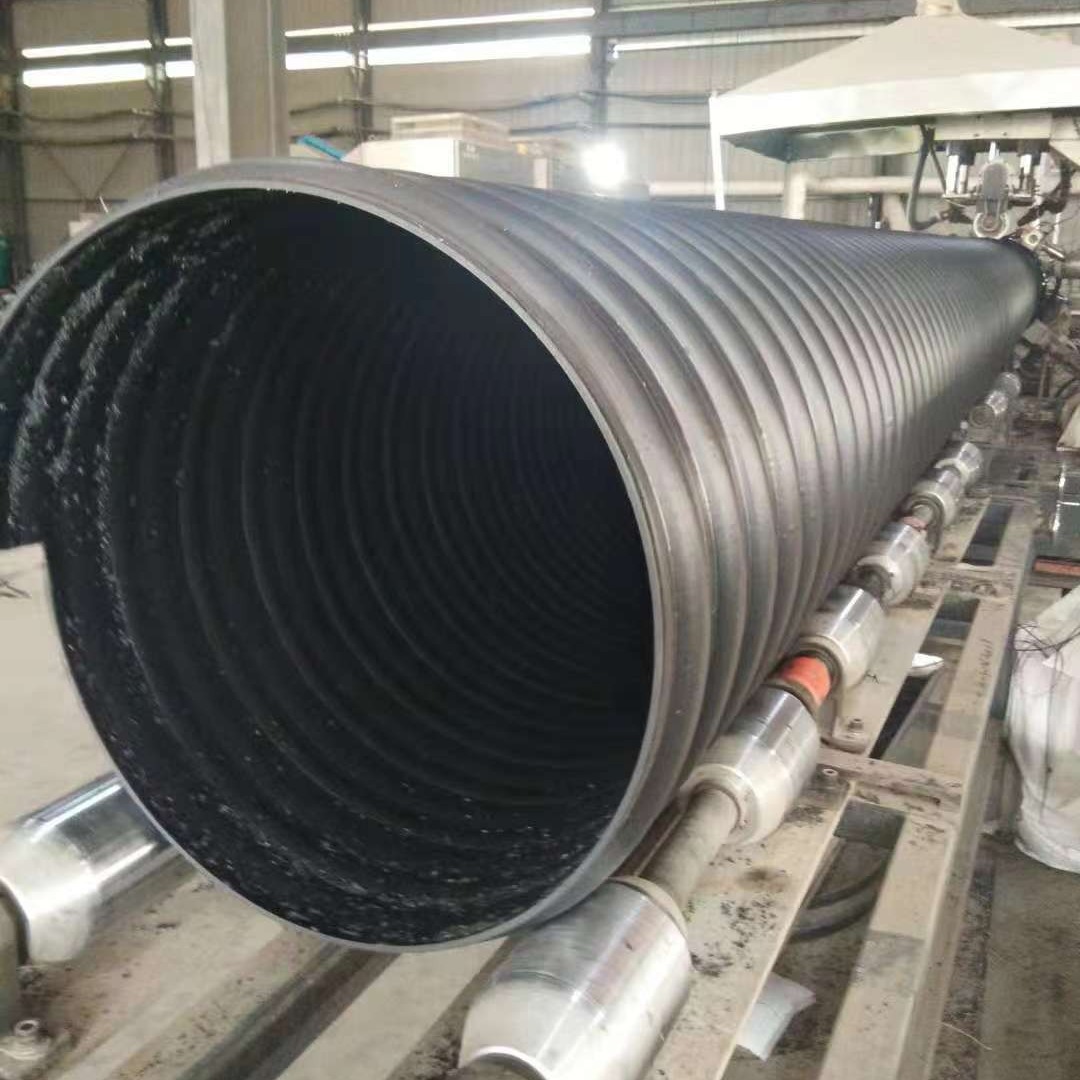 HDPE钢带增强波纹管200大口径HDPE双壁波纹管下水道排水管碳素管