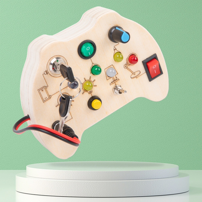 Nueva transfronteriza de madera LED interruptor electrónico ocupado Junta física educación temprana juguetes educativos para niños color de la cognición
