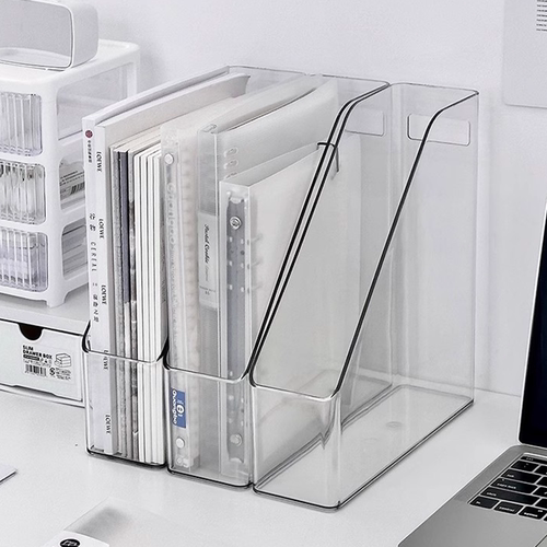 Bookstand for A4 Paper Files and Books, Acrylic Transparent Storage Shelf for Desk and Office