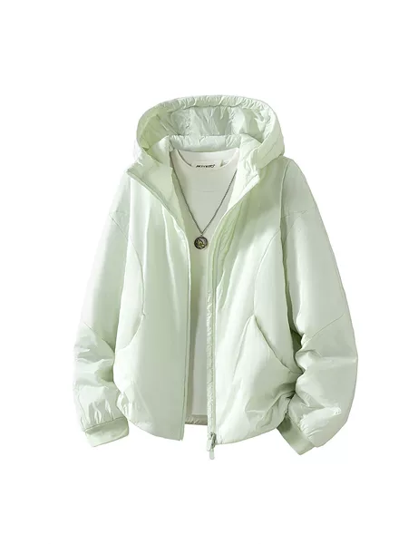 3M Tech Cotton Hooded Lightweight Cotton Jacket for Women, New Autumn/Winter Loose Fit Sports Coat, Short Versatile Warm Cotton Jacket