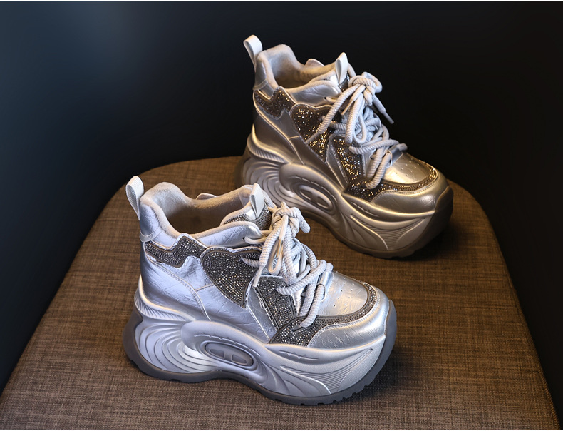 Giày sneaker nữ chunky đế dày độn cao lót nhung giữ ấm mùa đông — Màu đen lót nhung chi tiết 7