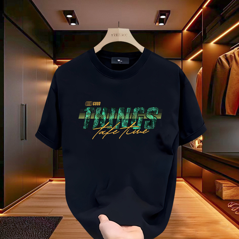 2025 New Summer Tops Men's Short-Sleeved T-Shirts Designer Men's High-End Versatile Half-Sleeved Shirts