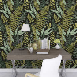 热销wallpaper客厅背景可移除壁纸绿植花卉无缝自粘墙纸RW131-157