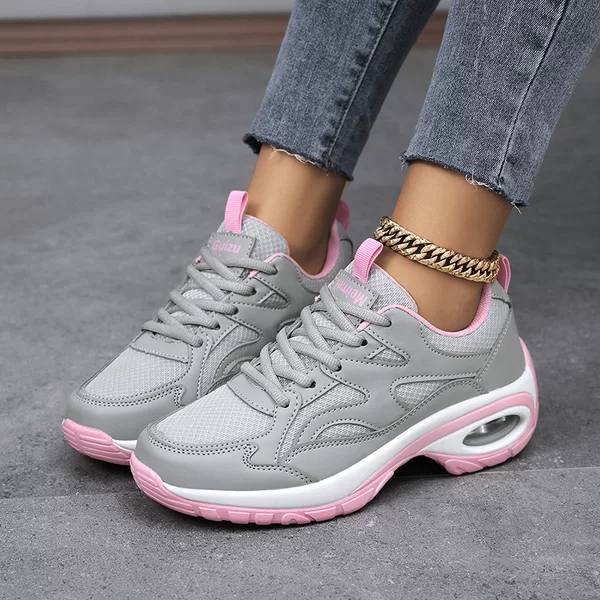Cross-Border Rocking Shoes 2025 Spring and Autumn New Style Mother's Air Cushion Thick Sole Heightening Mesh Breathable Travel Leisure Sports Women