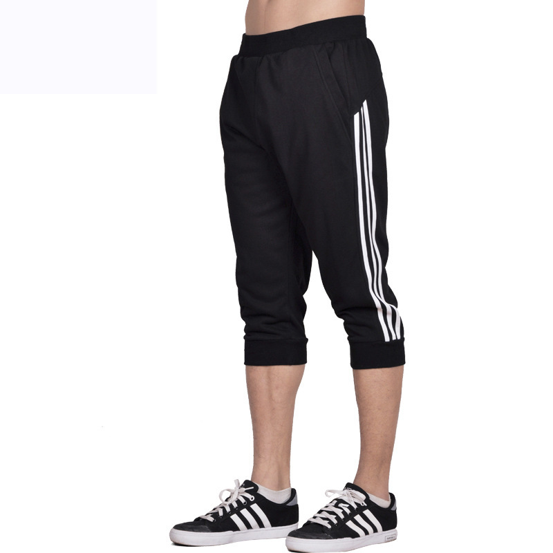 Ice Silk Sports Pants Three-bar Mid-length Pants Thin Capri Pants Men's Breathable Small Feet Slimming Running Sports Pants Cotton Ice Silk Sports Pants Three-bar Mid-length Pants Thin Capri Pants Men's Breathable Small Feet Slimming Running Sports Pants Cotton
