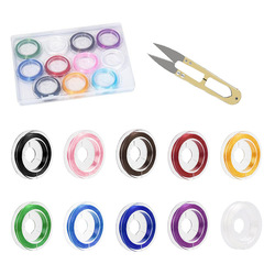 11pcアマゾン爆型カラーミニ0.8mm水晶弾力線デューク線文游DIY平形弾力線