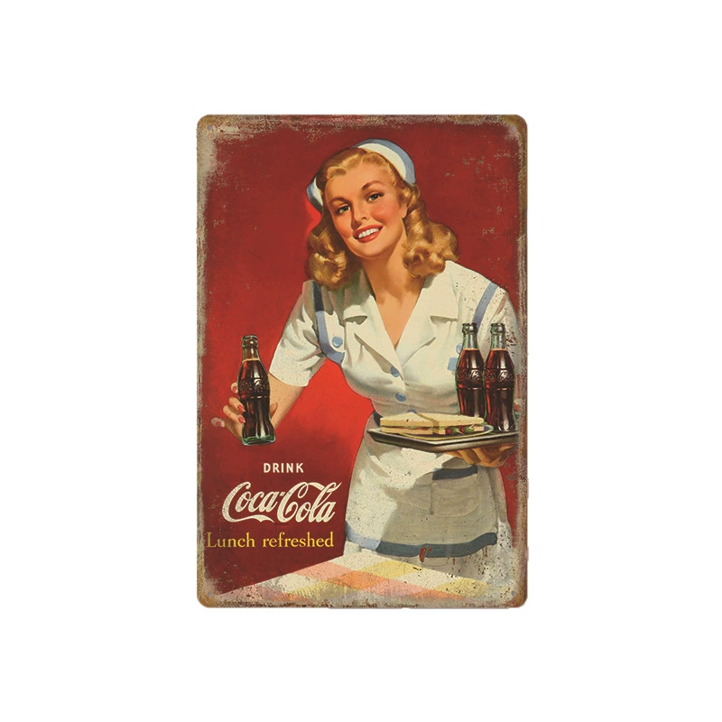 Безрамный ретро постер Coca-Cola, винтажное барное настенное искусство, размер 20×30×0.025 см