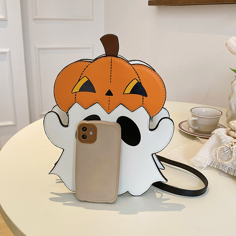 Halloween Small Bag 2024 New European And American Fashion Personality Funny Pumpkin Single Shoulder Small Round Bag_ipsvogv.com