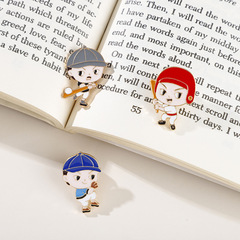 日韓卡通原創棒球男孩胸針合金滴油 衣服包包配飾