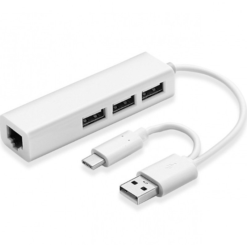 USB2.0 USB3.1 to RJ45 Network Adapter USB2.0 HUB3 Port Splitter Network Card Docking Station