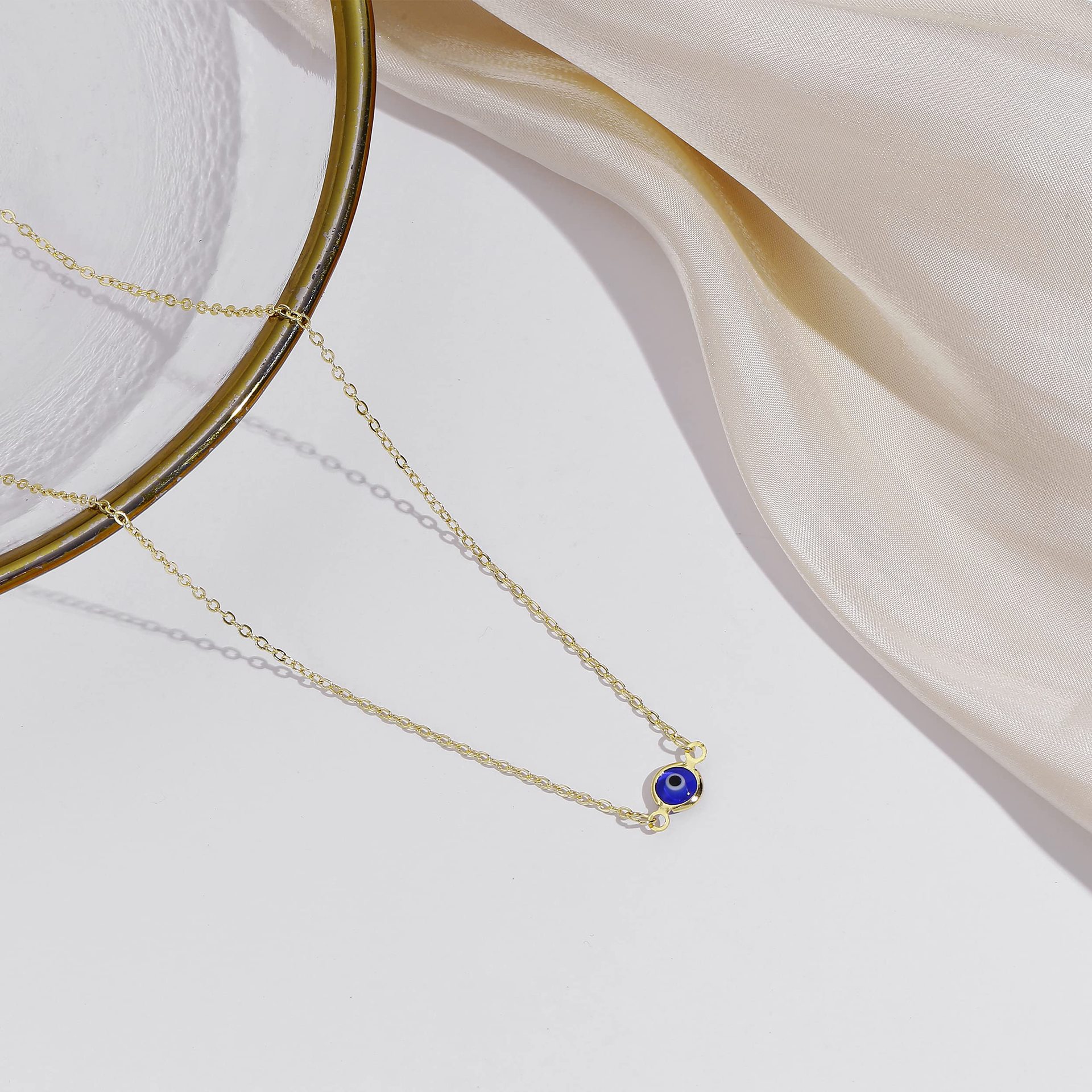 Fashion Devilu0027S Eye Titanium Steel Gold Plated Pendant Necklace 1 Piece