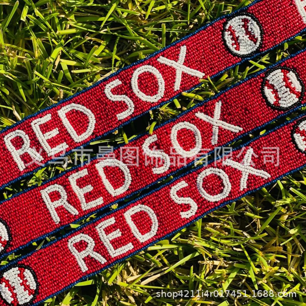 baseball red beaded bracelet