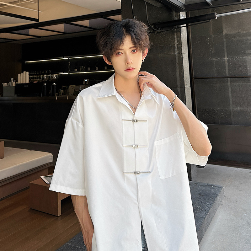 New Chinese Style Ice Silk Shirt Short-sleeved Men's Summer Design Sense Airplane Buckle Sunscreen Shirt Advanced Sense Tang Suit Jacket