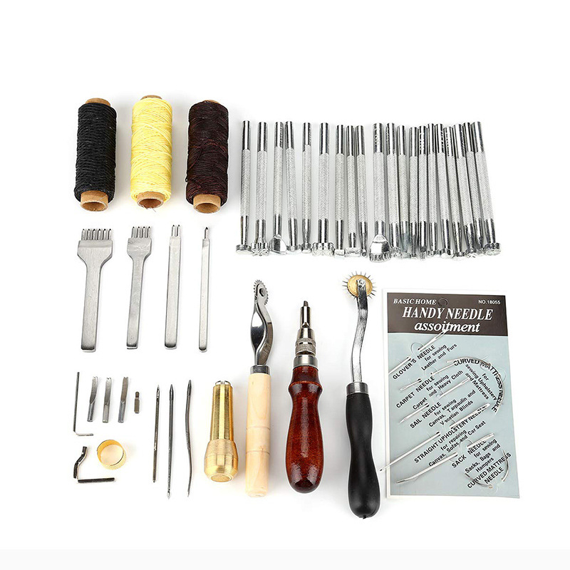 皮革工具套装48件套手工皮具手缝组套件DIY皮革手工皮艺套装12款