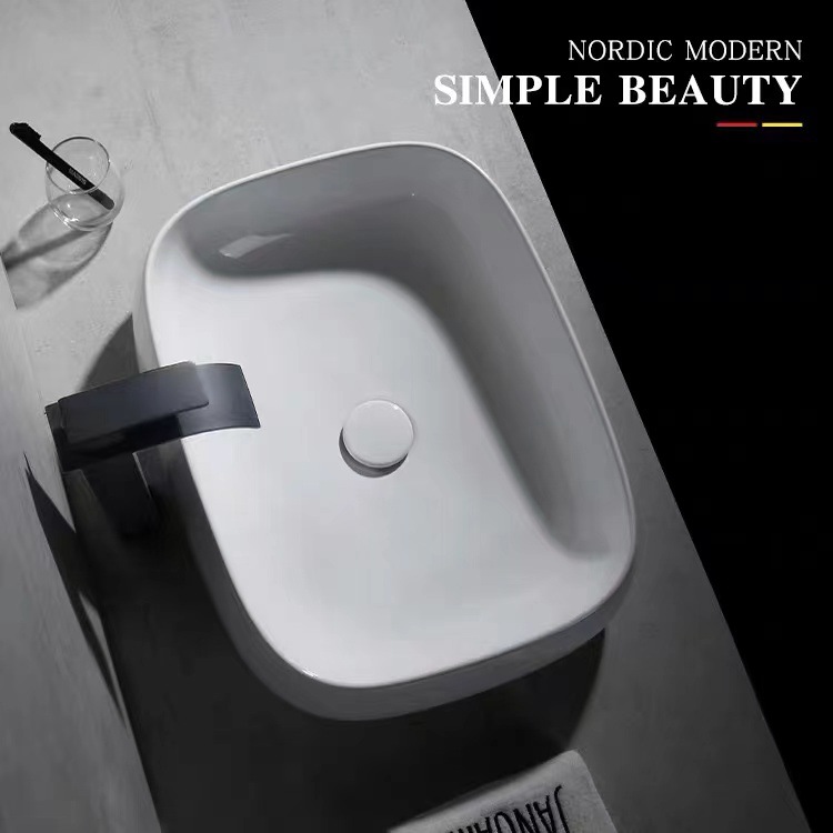 lavabo de cerámica de moda nórdica lavabo de arte lavabo oval blanco lavabo