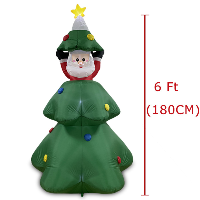 1.8メートルのクリスマスの空気を入れるサンタクロースはクリスマスツリーから発光の空気型の庭の花園の装飾の置物を探し出します。|undefined