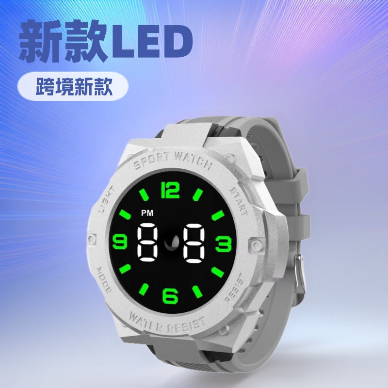 跨境K3银LED电子手表男女简约时尚初中情侣学生运动LED电子表批发