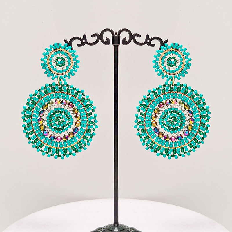 Holiday Occasion Glass Material 1 Pair Retro Solid Color Glass Drop Earrings