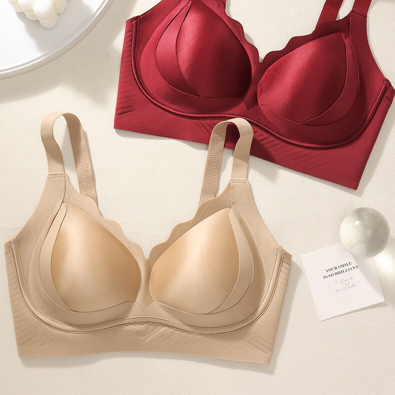 Seamless Sexy Satin Jelly Gel Soft Support Bra with Fixed Cups, Massage and Pressure Relief, Gathering Effect, Wireless Thin Cup Lingerie Seamless Sexy Satin Jelly Gel Soft Support Bra with Fixed Cups, Massage and Pressure Relief, Gathering Effect, Wireless Thin Cup Lingerie