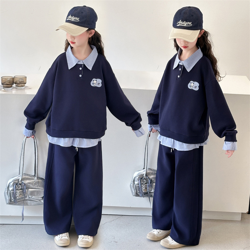 女童春秋款韩版休闲卫衣运动服套装中大童初中生时髦洋气儿童秋装|undefined