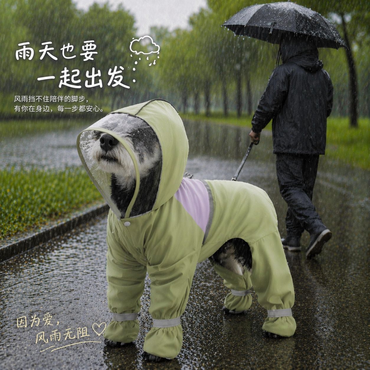 Ropa para mascotas para perros medianos, impermeable, de cuatro patas, para Schnauzers, adecuada para pasear perros en días lluviosos, impermeable antisuciedad para perros.