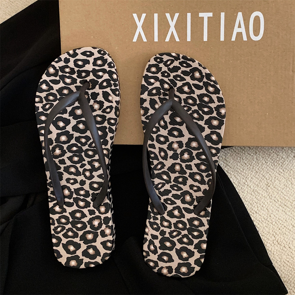 Beach Vacation Flip-Flops For Women, Ins European And American Style, Leopard Print, Unique Summer Trend, Outdoor Wear,_vogvips.com