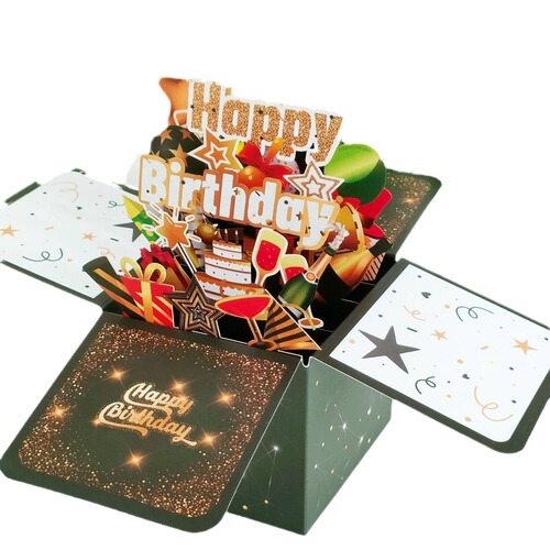 Happy Birthday 3D Pop-Up Box: Creative Handmade Hollowed-Out Paper Sculpture for a Unique Birthday Card