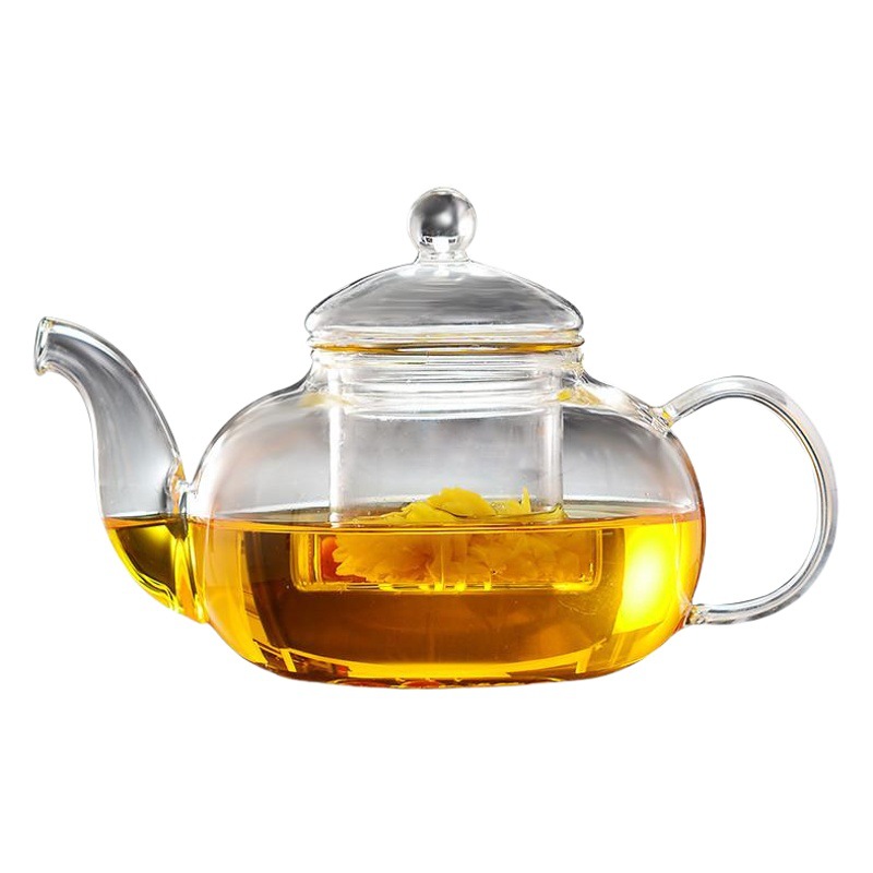 Los fabricantes suministran cuatro estaciones tetera de vidrio borosilicato tetera transparente Kung Fu juego de té traje