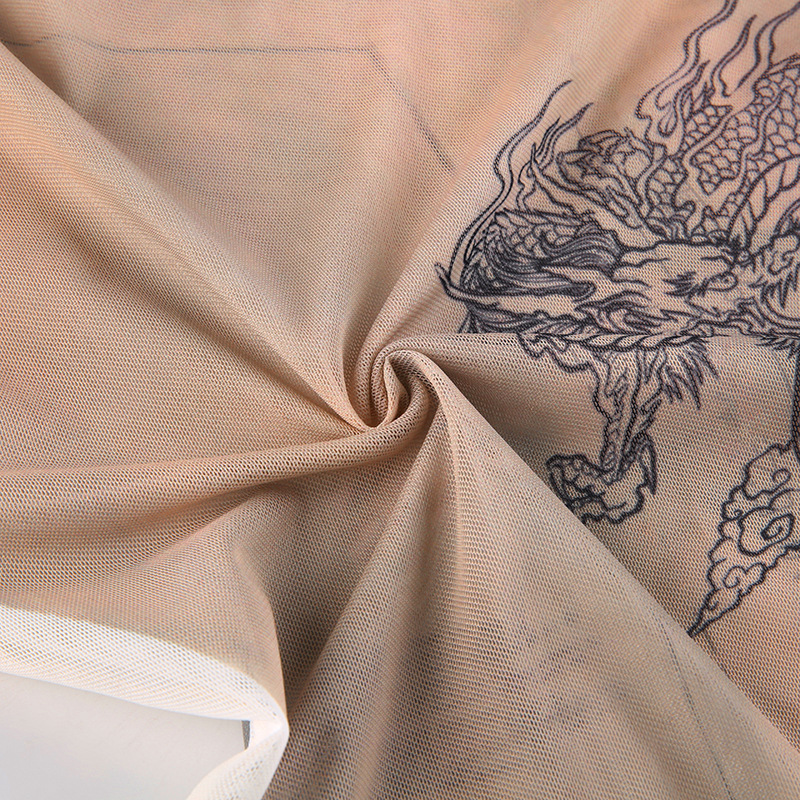 Round Neck Tight Long Sleeve Print Stitching Triangle Jumpsuit NSKAJ112229