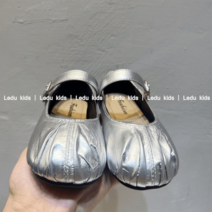 Girls Princess Shoes 2025 Summer New Soft Sole Pleated Mary Jane Baby Girl Silver Small Leather Shoes Children's Single Shoes