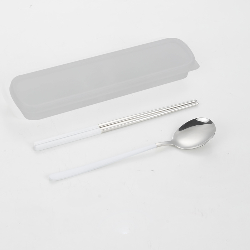 304 vajilla de acero inoxidable cuchara coreana tenedor palillos estudiante portátil conjunto de tres piezas traje creativo regalo puede ser logotipo personalizado