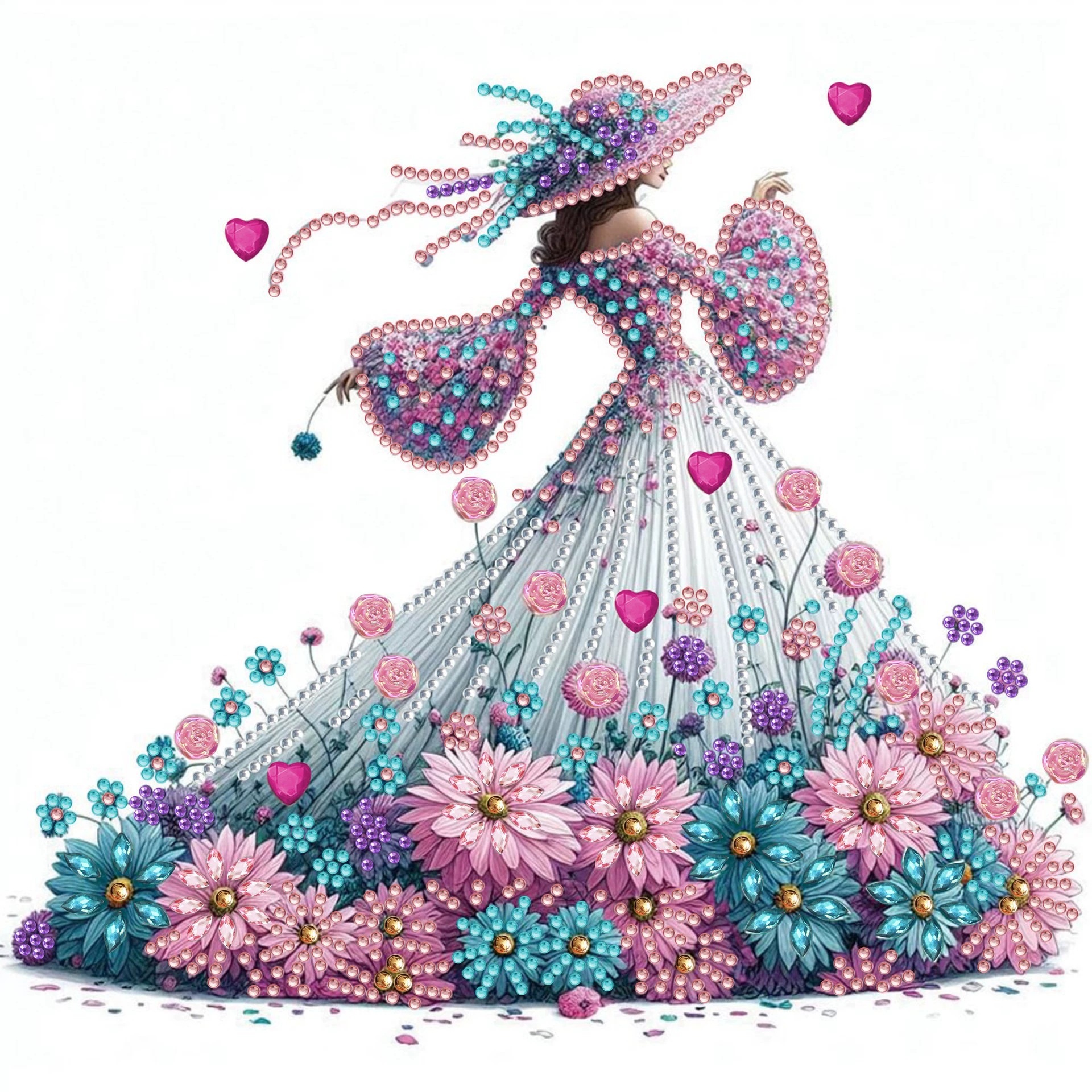 Pintura de Diamantes 5D con Forma Irregular de Princesa de Fantasía, Pintura de Diamantes DIY, Pintura de Diamantes con Puntos de Cristal, 30×30