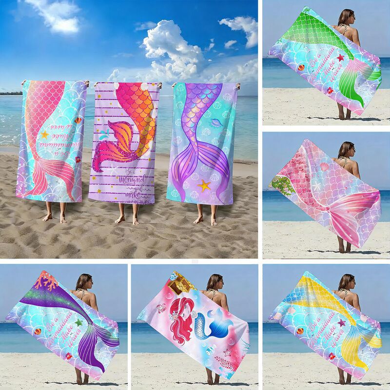 Mermaid Tail Printed Beach Towel for Export, Cross-Border Microfiber Adult Swimming Bath Towel Wholesale, Quick-Dry Double-Sided Fleece Mermaid Tail Printed Beach Towel for Export, Cross-Border Microfiber Adult Swimming Bath Towel Wholesale, Quick-Dry Double-Sided Fleece