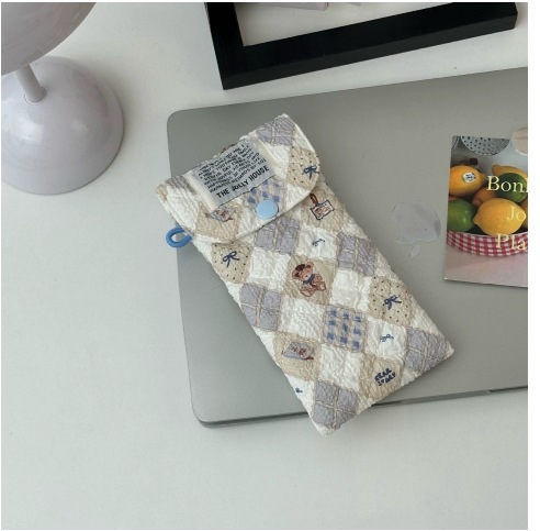 Ins漫画熊眼鏡収納バッグ綿圧壊サングラス袋携帯サングラス収納眼鏡袋布袋