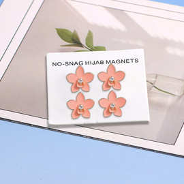 【新品上市】跨境粉五角星丝巾扣饰品2025女头巾扣磁吸扣服饰配饰