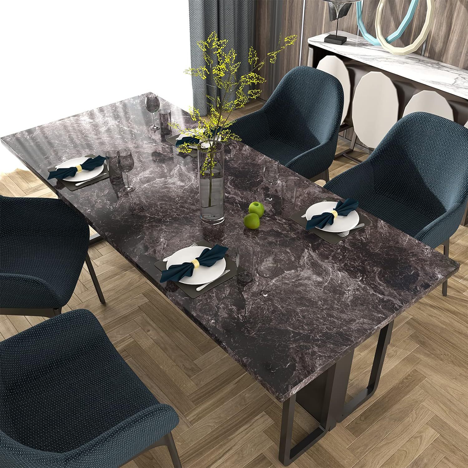 Dark Black Sandstone Wallpaper Peel And Stick Marble Waterproof Countertop Contact Paper Kitchen Cabinets_voghion.com