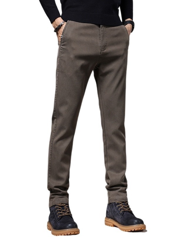Otoño e Invierno nuevo negocio ligero pantalones casuales de los hombres de color sólido clásico moda estiramiento pantalones delgados de gama alta de los hombres boutique
