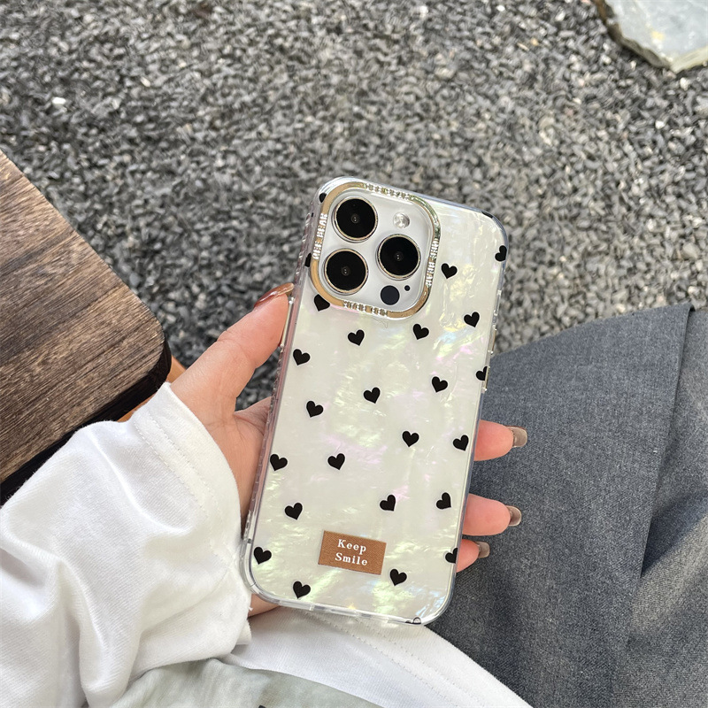 ins black small heart 15promax14Promax phone case for iPhone13pro/12pro shell ins black small heart 15promax14Promax phone case for iPhone13pro/12pro shell