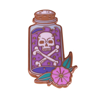 Pastel bottle brooch skull flower art decoration