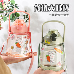 Men and Women Anti-Fall High-Quality Big-Belly Cup Children's Water Bottle Plastic Straw Water Bottle Plastic Cup